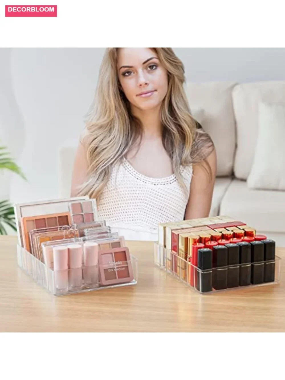 7-Slot Clear Acrylic Makeup Palette Organizer for Vanity